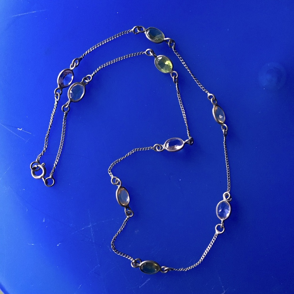 Multi-Color Gemstone and Sterling Necklace